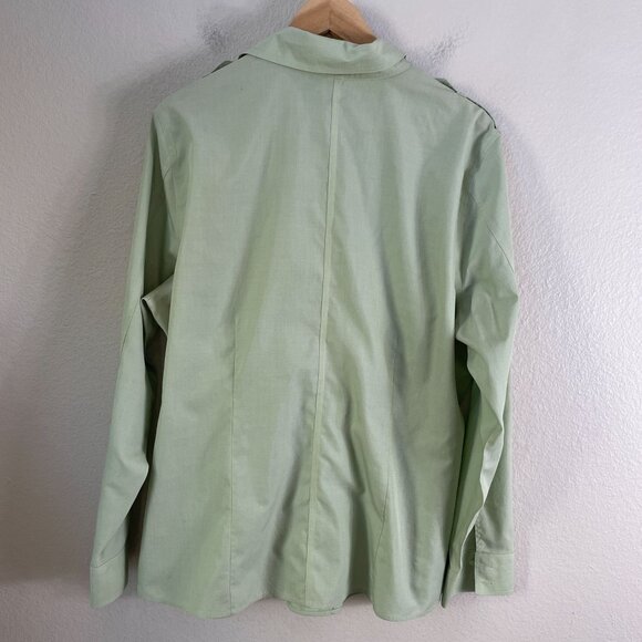 Coldwater Creek Womens XL No Iron Long Sleeve Button Up Shirt Light Green Blouse - Picture 10 of 10